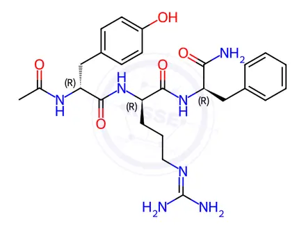 Chemical structure of (R)-2-((R)-2-Acetamido-3-(4-hydroxyphenyl)propanamido)-N-((R)-1-amino-1-oxo-3-phenylpropan-2-yl)-5-guanidinopentanamide