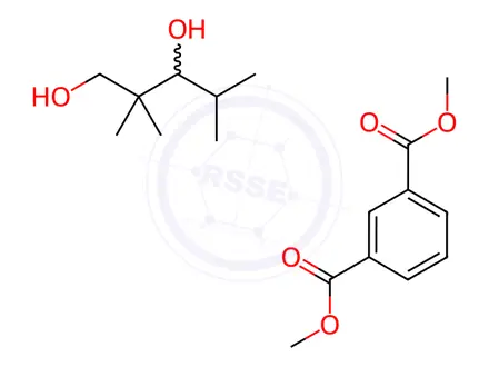 Chemical structure of 1,3-Benzenedicarboxylic acid, 1,3-dimethyl ester, polymer with 2,2,4-trimethyl-1,3-pentanediol