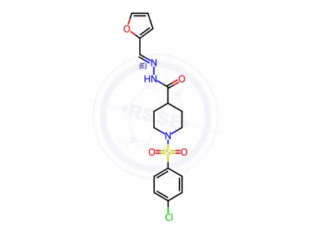 Chemical structure of 1-[(4-chlorophenyl)sulfonyl]-N'-[(E)-2-furylmethylidene]-4-piperidinecarbohydrazide