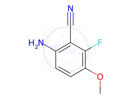 Chemical structure of Benzonitrile, 6-amino-2-fluoro-3-methoxy-