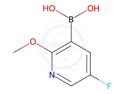 Chemical structure of (5-fluoro-2-methoxypyridin-3-yl)boronic acid