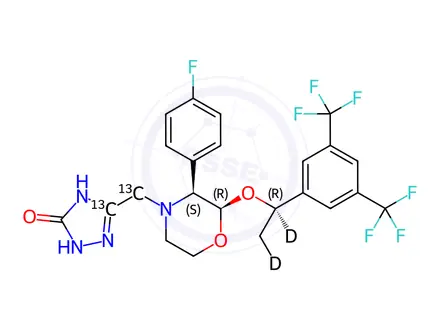 Chemical structure of Aprepitant-13C2,d2 (Major)