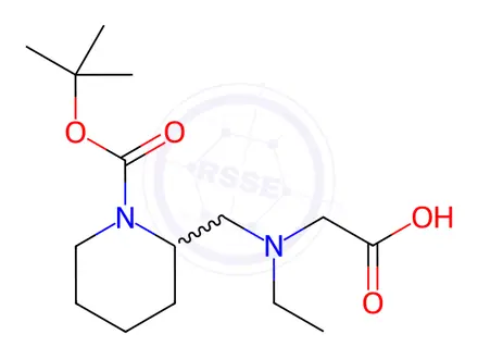 Chemical structure of 2-(((1-(tert-Butoxycarbonyl)piperidin-2-yl)methyl)(ethyl)amino)acetic acid