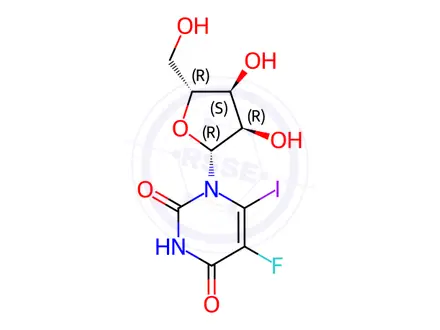 Chemical structure of 1-((2R,3R,4S,5R)-3,4-dihydroxy-5-(hydroxymethyl)tetrahydrofuran-2-yl)-5-fluoro-6-iodopyrimidine-2,4(1H,3H)-dione