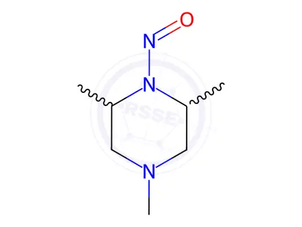 Chemical structure of Piperazine, 2,4,6-trimethyl-1-nitroso-(8CI,9CI)