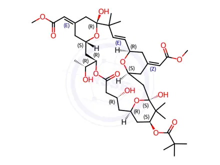 Chemical structure of Butanoic acid, 3-methyl-, (1S,3S,5Z,7R,8E,11R,13E,15S,17R,21R,23R,25S)-1,11,21-trihydroxy-17-(1R)-1-hydroxyethyl-5,13-bis(2-methoxy-2-oxoethylidene)-10,10,26,26-tetramethyl-19-oxo-18,27,28,29-tetraoxatetracyclo21.3.1.13,7.111,15nonacos-8-en-25-yl ester