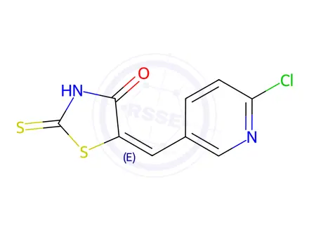 Chemical structure of (5E)-5-[(6-Chloropyridin-3-yl)methylidene]-2-sulfanylidene-1,3-thiazolidin-4-one