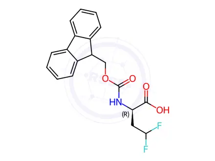 Chemical structure of Butanoic acid, 2-[[(9H-fluoren-9-ylmethoxy)carbonyl]amino]-4,4-difluoro-, (2R)-