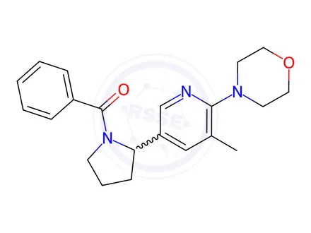 Chemical structure of (2-(5-Methyl-6-morpholinopyridin-3-yl)pyrrolidin-1-yl)(phenyl)methanone