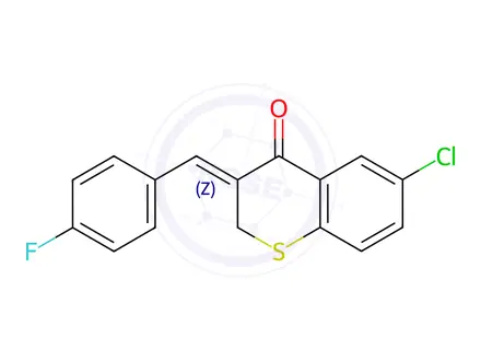 Chemical structure of (3Z)-6-Chloro-3-[(4-fluorophenyl)methylidene]-3,4-dihydro-2H-1-benzothiopyran-4-one