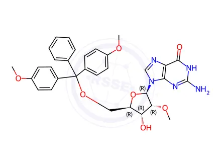 Chemical structure of 5'-O-Dmt-2'-o-methylguanosine