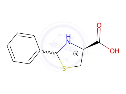 Chemical structure of (4S,2R,S)-2-PHENYLTHIAZOLIDINE-4-CARBOXYLIC ACID