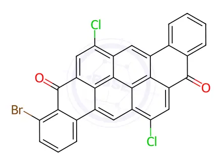 Chemical structure of bromo-6,14-dichloropyranthrene-8,16-dione