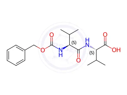 Chemical structure of Valacyclovir Hydrochloride Impurity 21(N-Cbz-L-Valyl-L-Valine)