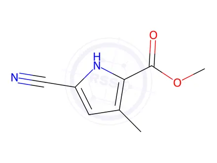 Chemical structure of Pyrrole-2-carboxylic acid, 5-cyano-3-methyl-, methyl ester (8CI)