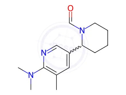 Chemical structure of 2-(6-(Dimethylamino)-5-methylpyridin-3-yl)piperidine-1-carbaldehyde