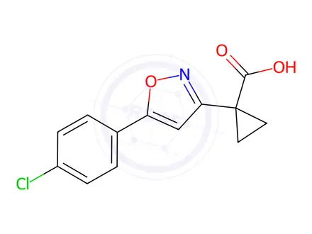 Chemical structure of 1-(5-(4-Chlorophenyl)isoxazol-3-yl)cyclopropanecarboxylic acid