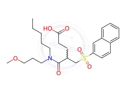 Chemical structure of Pentanoic acid, 5-[(3-methoxypropyl)pentylamino]-4-[(2-naphthalenylsulfonyl)methyl]-5-oxo-