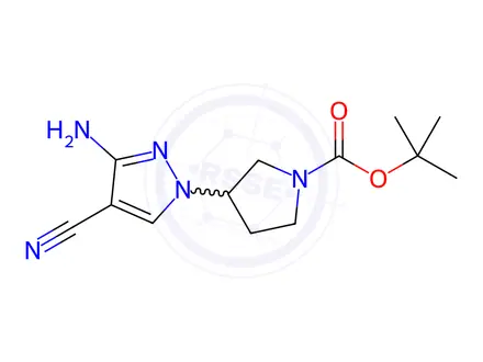 Chemical structure of tert-Butyl 3-(3-amino-4-cyano-1H-pyrazol-1-yl)-1-pyrrolidinecarboxylate