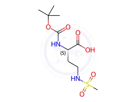 Chemical structure of Butanoic acid, 2-[[(1,1-dimethylethoxy)carbonyl]amino]-4-[(methylsulfonyl)amino]-, (2S)-