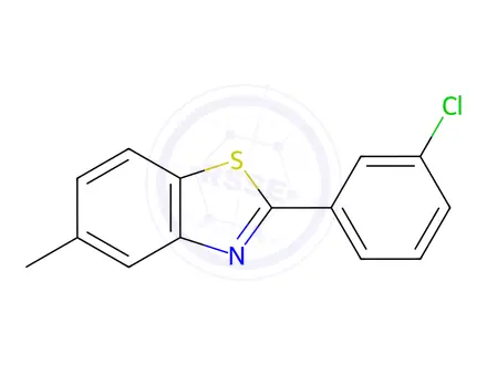Chemical structure of Benzothiazole, 2-(3-chlorophenyl)-5-Methyl-