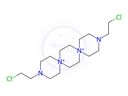 Chemical structure of 3,12-Bis(2-chloroethyl)-3,6,9,12-tetraazadispiro[5.2.5(9).2(6)]Hexadecane-6,9-diium chloride