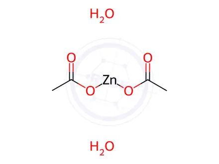 Chemical structure of Zinc acetate dihydrate, ACS