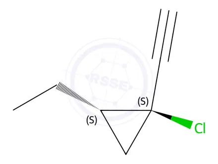 Chemical structure of Cyclopropane, 1-chloro-2-ethyl-1-ethynyl-, cis-(9CI)