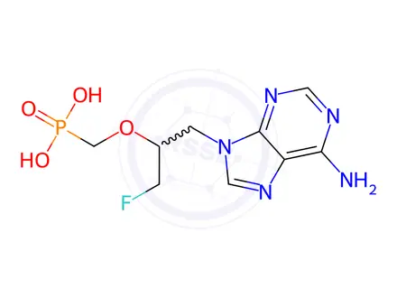 Chemical structure of 9-(3-fluoro-2-phosphonylmethoxypropyl)adenine