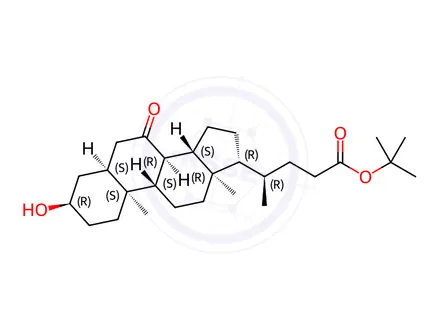 Chemical structure of tert-butyl (R)-4-((3R,5S,8R,9S,10S,13R,14S,17R)-3-hydroxy-10,13-dimethyl-7-oxohexadecahydro-1H-cyclopenta[a]phenanthren-17-yl)pentanoate
