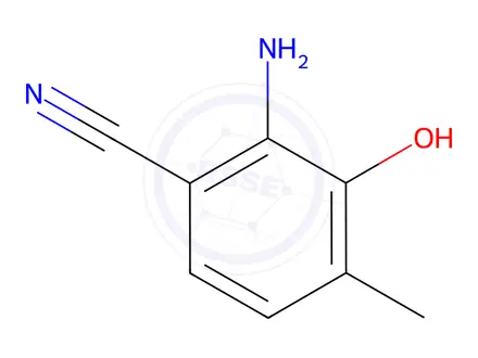 Chemical structure of Benzonitrile, 2-amino-3-hydroxy-4-methyl-(9CI)