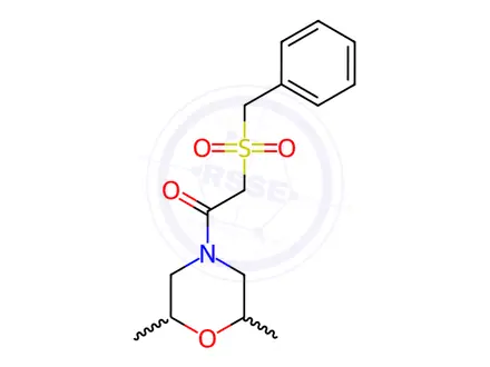 Chemical structure of 2-(benzylsulfonyl)-1-(2,6-dimethylmorpholino)-1-ethanone