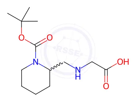Chemical structure of 2-(((1-(tert-Butoxycarbonyl)piperidin-2-yl)methyl)amino)acetic acid