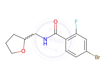 Chemical structure of 4-Bromo-2-fluoro-N-((tetrahydrofuran-2-yl)methyl)benzamide