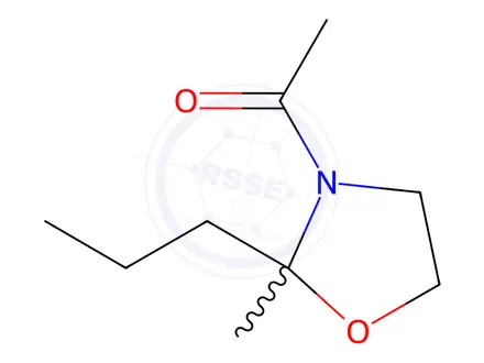 Chemical structure of Oxazolidine, 3-acetyl-2-methyl-2-propyl-(9CI)