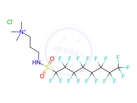 Chemical structure of N,N,N-Trimethyl-3-(perfluorooctylsulfonamido)propan-1-aminium chloride