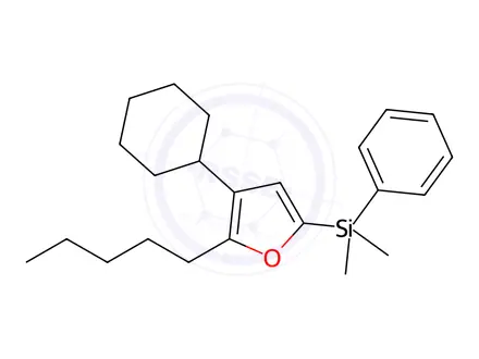 Chemical structure of (4-Cyclohexyl-5-pentylfuran-2-yl)dimethyl(phenyl)silane