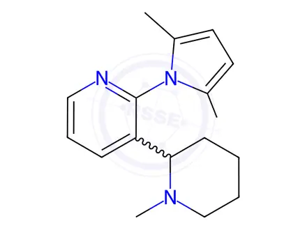 Chemical structure of 2-(2,5-Dimethyl-1H-pyrrol-1-yl)-3-(1-methylpiperidin-2-yl)pyridine