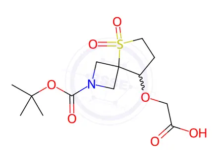 Chemical structure of 2-((2-(tert-butoxycarbonyl)-5,5-dioxido-5-thia-2-azaspiro[3.4]octan-8-yl)oxy)acetic acid