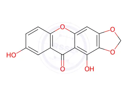 Chemical structure of 1,7-Dihydroxy-2,3-methylenedioxyxanthone