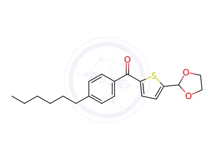 Chemical structure of (5-(1,3-Dioxolan-2-yl)thiophen-2-yl)(4-hexylphenyl)methanone