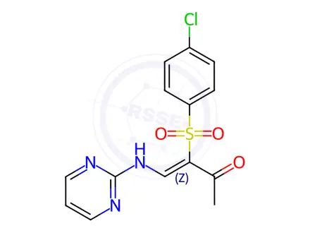Chemical structure of (Z)-3-((4-chlorophenyl)sulfonyl)-4-(pyrimidin-2-ylamino)but-3-en-2-one