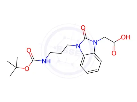 Chemical structure of 2-(3-{3-[(tert-Butoxycarbonyl)amino]propyl}-2-oxo-2,3-dihydro-1H-benzimidazol-1-yl)acetic acid