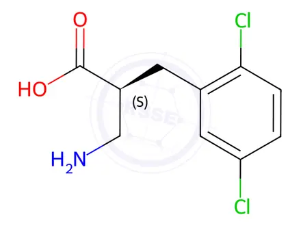 Chemical structure of (S)-3-amino-2-(2,5-dichlorobenzyl)propanoicacid