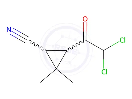 Chemical structure of Cyclopropanecarbonitrile, 3-(dichloroacetyl)-2,2-dimethyl-(9CI)