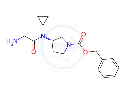 Chemical structure of Benzyl 3-(2-amino-N-cyclopropylacetamido)pyrrolidine-1-carboxylate
