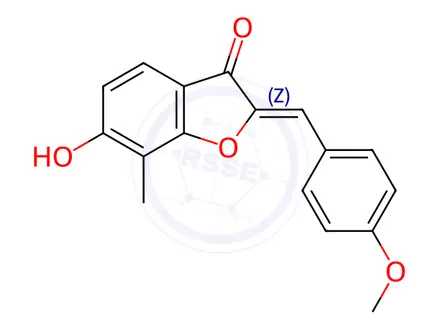 Chemical structure of (Z)-6-hydroxy-2-(4-methoxybenzylidene)-7-methylbenzofuran-3(2H)-one