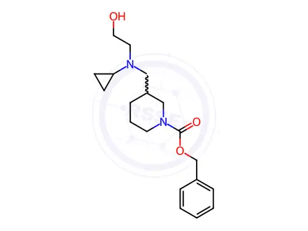 Chemical structure of Benzyl 3-((cyclopropyl(2-hydroxyethyl)amino)methyl)piperidine-1-carboxylate
