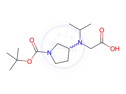 Chemical structure of 2-((1-(tert-Butoxycarbonyl)pyrrolidin-3-yl)(isopropyl)amino)acetic acid