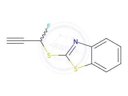 Chemical structure of Benzothiazole, 2-[(1-fluoro-2-propynyl)thio]-(9CI)